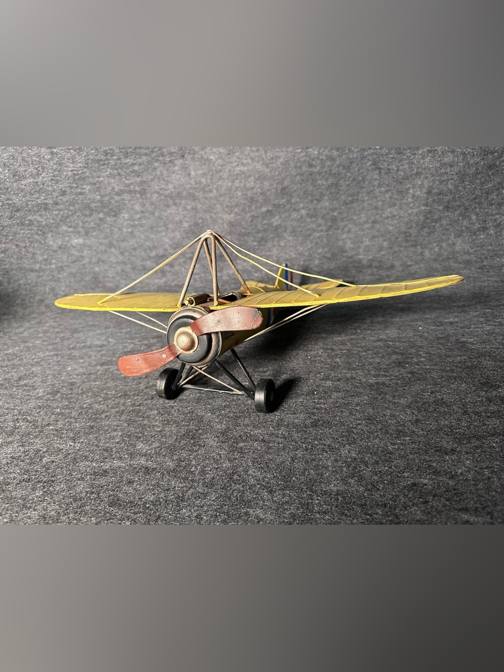 Vintage WWI British RAF Military Yellow Fighter Airplane Model